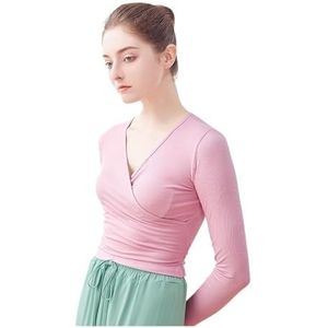 IAEXUOQC Ballet Cardigan Vrouw Ballet Jas Dans Top Wrap Gebreide V-hals Lange Mouw Dans Shirt Bandage Ballet Tops Training Tops Dans Kostuums, roze, S