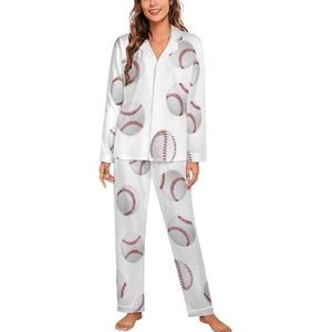 Honkbal Lederen Bal Lange Mouw Pyjama Sets Voor Vrouwen Klassieke Nachtkleding Nachtkleding Zachte Pjs Lounge Sets