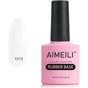 AIMEILI 5 in 1 Rubber Base Gel Gellak Base Coat, Soak Off Builder Gel voor UV LED Nagel Versteviging Rubberbase voor Nail Enhancers Nail Rhinestones Lijm - 8ml(1013)