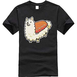 Alpaca Sushi Niguiri T-Shirt Graphic Top Printed Mens Tee Black T-shirts & overhemden(Small)