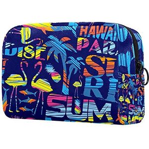 Gouden Golven Flamingo Tropische Bloemen Planten Make-up Tas voor Portemonnee Draagbare Reizen Organizer Tas voor Toiletartikelen Schoonheidstas Waterdichte Geschenken Cosmetische Tassen voor Vrouwen