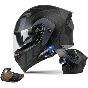 Motorsysteemhelm Met Bluetooth, Motorhelm, Integraalhelm Met Dubbel Vizier, ECE-Gecertificeerd, Modulaire Valhelm Voor Heren En Dames B,M57-58CM