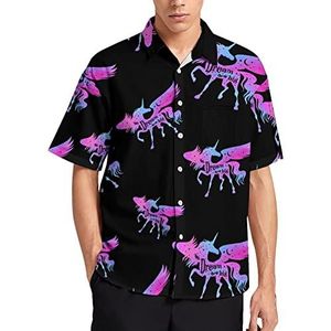 Magic Unicorn Hawaiiaans shirt voor heren, zomer, strand, casual, korte mouwen, button-down shirts met zak