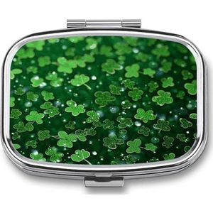 Achtergrond St Patrick's Day Glitter Pillendoos Pil Case Leuke Pil Organizer Pil Houder Geneeskunde Pil Organizer Pil Container Dagelijkse Pil Organizer Kleine Pillendoos Pil Case voor Purse Pocket