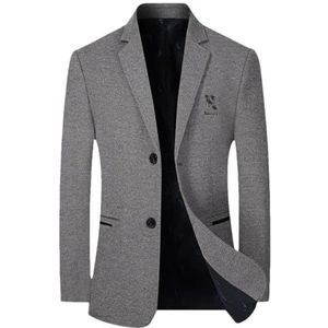 Mannen Business Casual Wol Blended Suits Jassen Mannelijke Herfst Winter Slim Fit Blazers Jassen Heren Kleding, 1, S