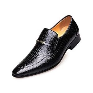 VIPAVA Heren veterschoenen instappers lakleer heren casual schoenen heren instappers zwarte sneakers jurk schoenen (kleur: zwart, maat: 47)