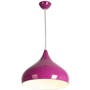 LANGDU Macaron-stijl kroonluchter aluminium lampenkap Nordic Home hanglampen E27 keukeneiland dicht bij plafond verlichting for studeerkamer woonkamer bar(Color:Purple,Size:31CM)