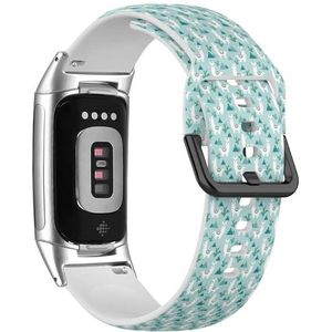 RYANUKA Sport-zachte band compatibel met Fitbit Charge 5 / Fitbit Charge 6 (Llama Cactus Mountains) siliconen armband accessoire, Siliconen, Geen edelsteen