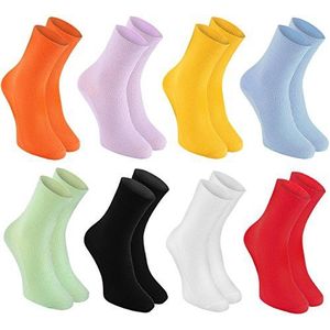Rainbow Socks - Man Vrouw Katoen Diabetes Niet Knellende Sokken - 8 Paar - Orange Yellow Purple Blue Green Black White Red - Maat EU 42-43