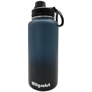 Wilgrotst Roestvrijstalen Waterfles met Rietje 946 ml, Isolerende Drinkfles met Dubbellaagse Vacuümisolatie, 3 Wisselbare Doppen, BPA-vrij, Lekvrij, Ideaal voor Sport, Werk, Reizen en Wandelen,Blauw