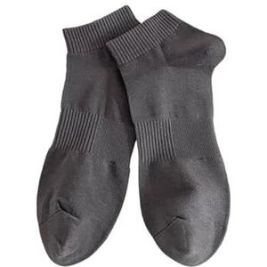 Katoenen sokken for heren, lente en zomer, korte sokken met geborduurde letters, effen sportbootsokken, zweetabsorberende sokken (5 paar)(Color:Darkgray)