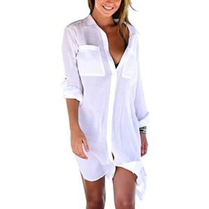 JECARDEN Strandjurk dames bikini cover up - strandponcho dames zomer pareo zomerjurk dames elegante badmode strand cover-up shirt voor vakantie eenheidsmaat, #2, Eén maat