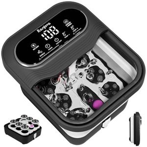 Ranjova Voetbad met roterende elektrische massage, bubbels, temperatuurregeling en 24 gemotoriseerde shiatsu-bollen, hydromassagebad, opvouwbaar, warmte