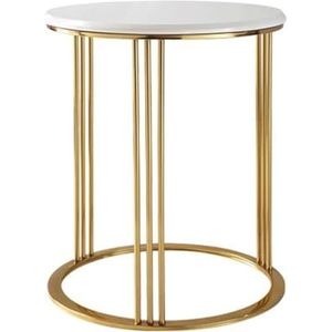 JLVAWIN Salontafel 51 cm ronde salontafel bijzettafels, wit marmeren tafelblad en gouden metalen ijzeren poten, hedendaagse nachtkastje sofa eindtafel voor woonkamer balkon eettafel nachtkastjes