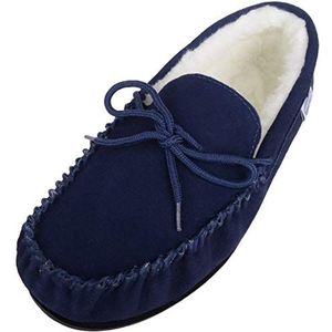 SNUGRUGS Monty Suede wol rubberen zool mocassins voor heren, marineblauw, 41.5 EU