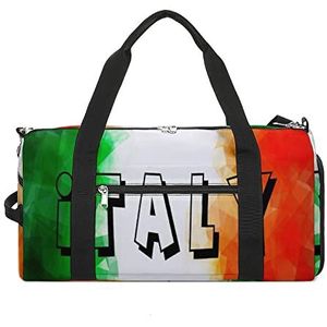 Vintage Italië Vlag Reizen Plunjezak Sport Gym Handtas Waterdichte Carryon Gymbag Met Schoenen Compartiment