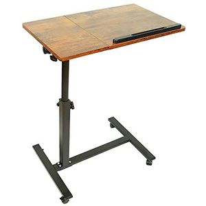 Bedtafel met wieltjes, in hoogte verstelbare laptoptafel, statafel, mobiel computerbureau voor slaapkamer, woonkamer (kersengeel, 60 x 34,5 x 58/90 cm)