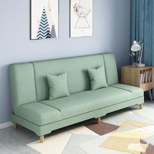 FZDZ —Converteerbare futon slaapbank, katoen en linnen traagschuim loveseat, converteerbare slaapbank met verstelbare rugleuning, ruimtebesparende slaapbank voor woonkamer lucht (kleur: matcha groen,