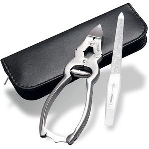 TITANIA Nageltang set met nagelvijl • Extra scherpe krachtnageltang voor harde teennagels & vingernagels • incl. etui met saffiernagelvijl in Solingen kwaliteit • van roestvrij staal