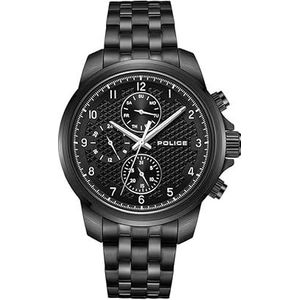 Mensor heren chronograaf horloge met zwarte wijzerplaat en zwarte armband -PEWJK0021504, zwart, Zwart, armband