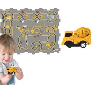 Puzzelbaan - Puzzle Racer Kinderautobaanset met auto, assemblage van leerspeelgoed, zintuiglijk -speelgoed, kerstcadeaus voor jongens van 3-6 jaar oud Bigud