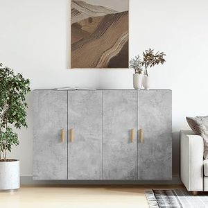 Rantry Wandkasten 2 stuks grijs cement van meerlaags hout, dressoir, keukenkast, opbergkast, planken, ruimtebesparende kast voor woonkamer kantoor c