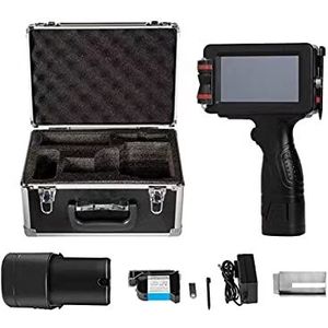 Draagbare inkjetprinter 12.7 mm meertalige vervaldatum QR Code Bar Code Mask Plastic Mobiele Draagbare Hand Jet Handheld Thermische Inkjet Printer voor codedatumlabel(Black set)