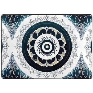 UPIKIT Zwart En Wit Ronde Totem Gezicht Absorberende Antislip Vloermat 203x148cm Voor Woonkamer Slaapkamer Yoga Mat Kruipen Mat