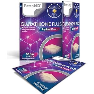 PatchMD Glutathione Plus™ 30 dagelijkse actuele patches. 100% natuurlijk en veganistisch. Allergie- en vulstofvrij. Hoge absorptie en meer biologisch beschikbaar. Geschikt voor gevoelige maagen en
