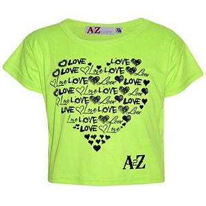 A2Z 4 Kids Meisjes Kinderen Afdrukken - New Crop Top Love Neon Green 9-10.1