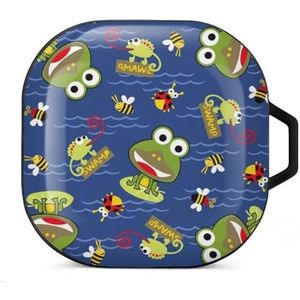 Frog And Friends in The Swamp Earbuds hoesje compatibel met Samsung hard shell beschermhoes zwart stijl