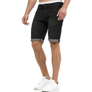 INDICODE Heren Caden Jeans Shorts | Jeans korte broek met 5 zakken Black XXL