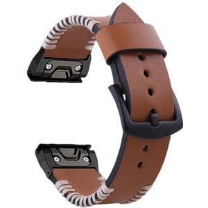 Lederen horlogeband geschikt for Garmin Fenix ​​7 7X 5/5X Plus/6/6X Pro/MK1/935 955 Smart Armband 22 26mm Quick Fit Polsbandje(Brown white line,22mm Fenix 7-EPIX)