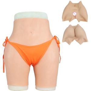 FSYH Realistische siliconen nep vagina slipje heupverbeteraar gewatteerd push-up ondergoed verbergen gaff boxershorts voor transgender,Bronzen,Basic