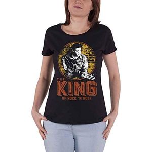 ELVIS PRESLEY Officiële King of Rock 'n Roll Girly T-Shirt, Zwart, XL