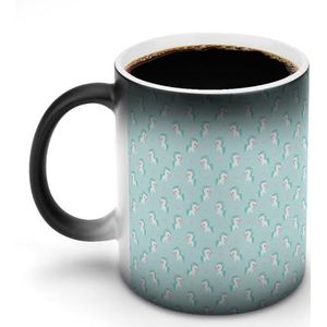Eenhoorn op Blauw Pas Magische Warmte Veranderende Mok Keramische Cup Koffie Mokken Warmtegevoelige Grappige Gift aan