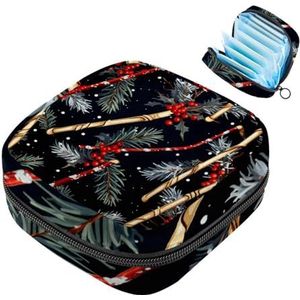 MUOOUM Kerst Cane Patroon Maandverband Opbergtas Draagbare Menstruatie Tas Voor Vrouwen Tiener Meisjes Menstruatie Cup Pouch Nursing Pad Houder