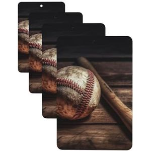 Honkbal op houten auto luchtverfrissers kaarten set van 4 stuks hangende geurkaarten voor kledingkast badkamer auto aromatherapie tabletten achteruitkijkspiegel hanger auto verfrissers langdurig