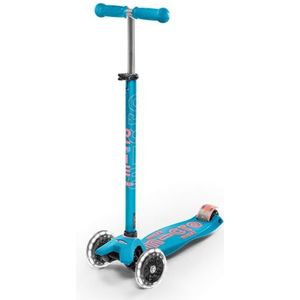 Micro® Maxi Deluxe Led-step, 3 led-wielen, 5-12 jaar, gewicht 2,5 kg, belasting max. 70 kg, hoogte 67-91 cm, antislip platform van polypropyleen (flexibel, hoge sterkte) (Caribisch blauw)