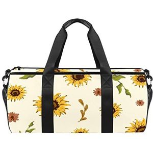 Halloween vakantie dood horror poster schedel spook reizen duffle tas sport bagage met rugzak draagtas gymtas voor mannen en vrouwen, Zonnebloem Patroon Gele Bloem, 45 x 23 x 23 cm / 17.7 x 9 x 9 inch