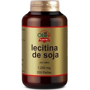 Obire Sojalecithine, 1200 mg, 200 kralen, natuurlijke bron voor fosfolipiden, lever- en stofwisselingsverzorging
