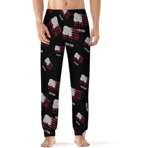 Amerikaanse vlag New York heren pyjama broek print lounge nachtkleding bodems slaapbroek 5XL
