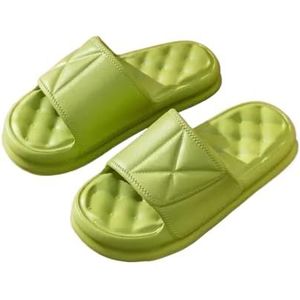 UBOHUZ 2 Paar Vrouwen Dikke Platform Wolk Slippers Zomer Strand EVA Zachte Zool Slide Sandalen Leisure Mannen Dames Indoor Badkamer Anti-slip Schoenen Voor Badkamer, Zwembad, Groen, 44/45 EU