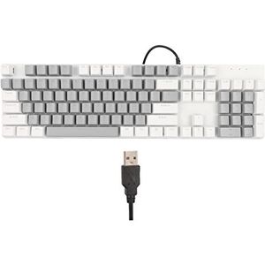 Bedraad Computertoetsenbord, 104 Toetsen Blauwe Schakelaar USB-interface ABS-materiaal Mechanisch Gamingtoetsenbord voor Computers (Wit en grijs)
