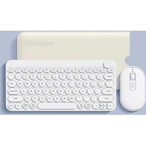 QPSJXN Draadloos Bluetooth-toetsenbord en muiscombo met 78 compatibel met tablet en laptop voor stille games (wit)