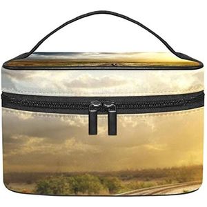 Make-up Organizer Bag, Reizen Make-up Tas Organizer Case Draagbare Cosmetische Tas voor Vrouwen en Meisjes Toiletartikelen Track Patroon, Meerkleurig, 22.5x15x13.8cm/8.9x5.9x5.4in