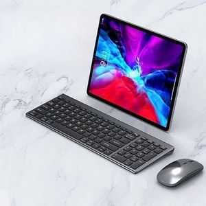 Rechargeable Ultra-Thin Bluetooth Keyboard - PYRIOLHI-2.4G three-mode keyboard and mouse - Keyboard and Mouse set with digital keys(Dark)