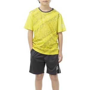 ALPHADVENTURE Sportset voor kinderen, trainingspak, T-shirt met korte mouwen en korte broek, van 6 tot 14 jaar, citroen/donkergrijs, 14