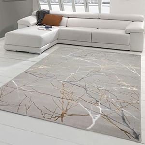 Teppich-Traum Designer tapijt hal woon- en slaapkamer abstract takkenpatroon goud grootte 140x200 cm