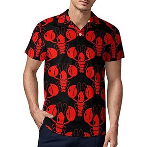 Kreeften Rode Rivierkreeft Heren Golf Polo-Shirt Zomer Korte Mouw T-Shirt Casual Sneldrogende Tees 4XL